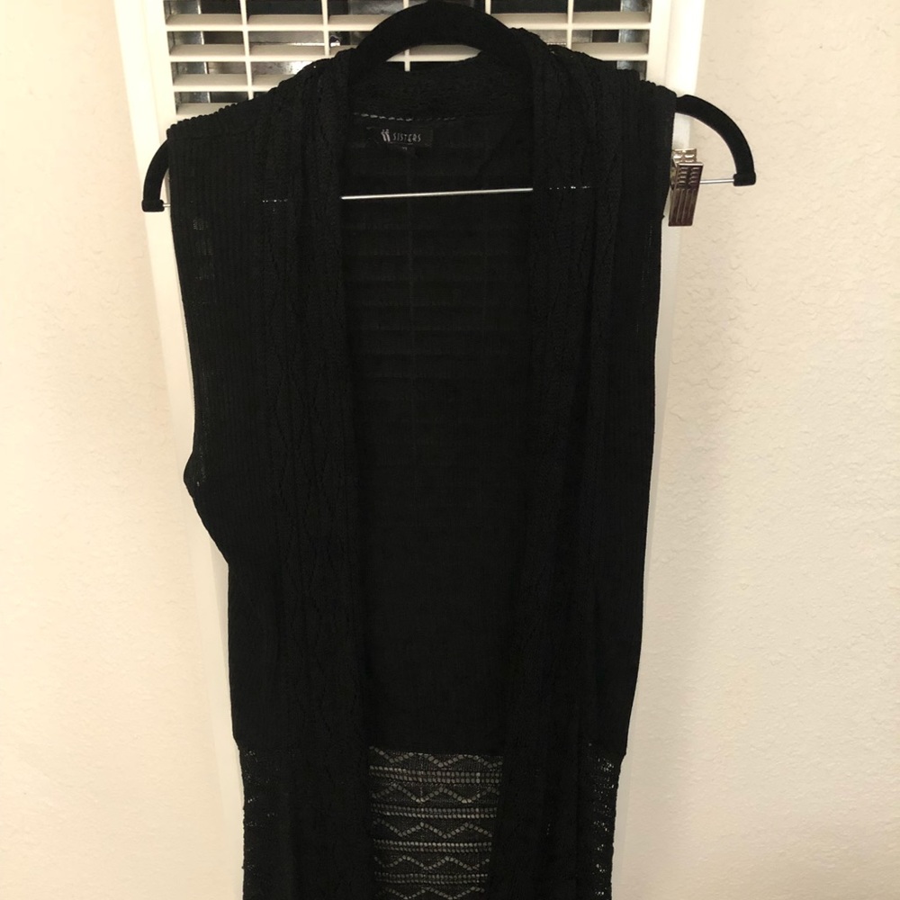 Black Open knit vest